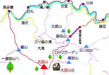 大岳山ルートマップ